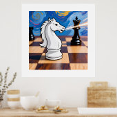 Poster Knight Fork Chess Art - Queen Under Attack (Cuisine)