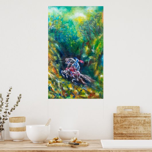 POSTER KNIGHT LANCELOT, CHEVAL EN FORÊT VERTE (Cuisine)