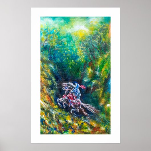 POSTER KNIGHT LANCELOT, CHEVAL EN FORÊT VERTE (Devant)