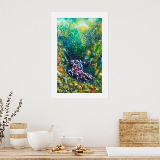 POSTER KNIGHT LANCELOT, CHEVAL EN FORÊT VERTE (Cuisine)