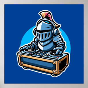 Poster Knight Turntablist - DJ Medieval DJ Design