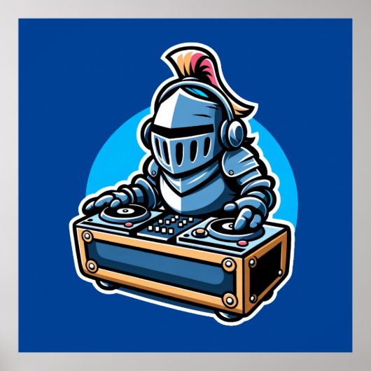 Poster Knight Turntablist - DJ Medieval DJ Design (Devant)
