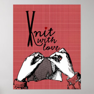 Poster Knit with Love : Motivational créatif