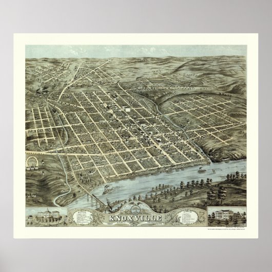 Poster Knoxville, TN Carte panoramique - 1871 (Devant)
