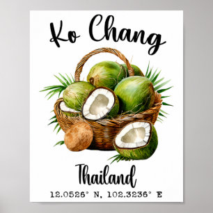 Poster Ko Chang Coco Thailand Île Tropicale Gps Vacances