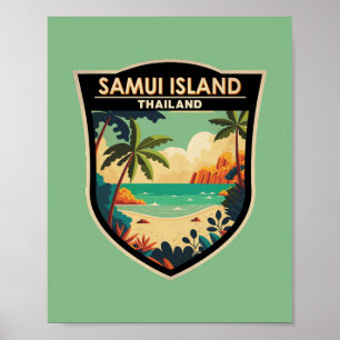 Poster Ko Samui Island Thaïlande Insigne d'art de voyage