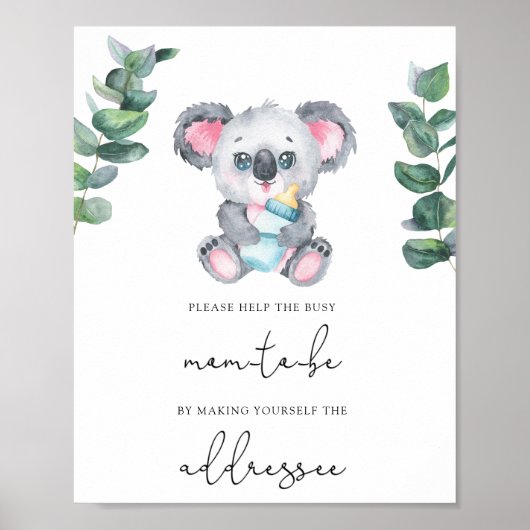 Poster Koala / Aidez la future maman occupée à adresser u (Devant)