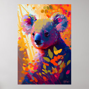 Poster Koala Animal Portrait Peinture Faune À L'Extérieur