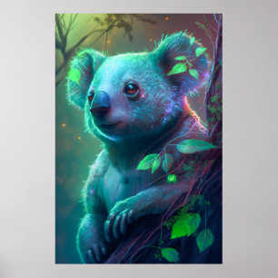 Poster Koala Animal Portrait Peinture Faune À L'Extérieur