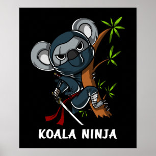 Poster Koala Bear Ninja Samurai Arts martiaux Animal