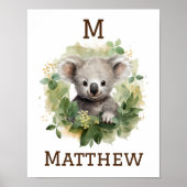 Poster Koala Bear Nursery Art avec nom (Devant)
