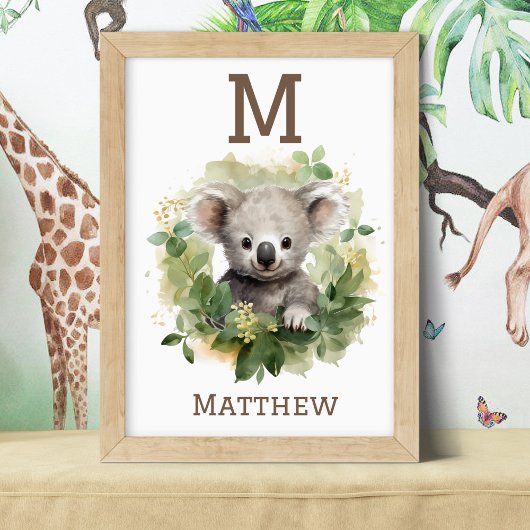 Poster Koala Bear Nursery Art avec nom