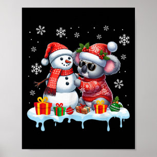 Poster Koala Bear Sungles Sweet Build Snowman Xmas Wild