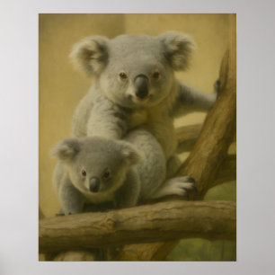 Poster Koala Companions - Tender Wildlife Art Print
