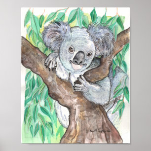 Poster Koala dans la peinture d'arbre Eucalyptus