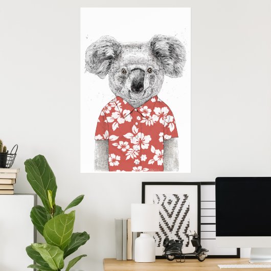 Poster Koala d'été (rouge) (Bureau à domicile)