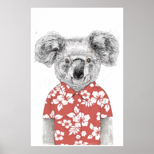 Poster Koala d'été (rouge) (Devant)
