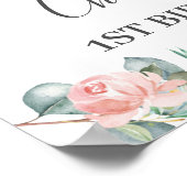 Poster Koala Floral Baby shower de verdure Bienvenue (Coin)