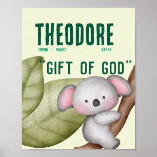 Poster Koala Nom Signification - Green Cadeau Personnalis