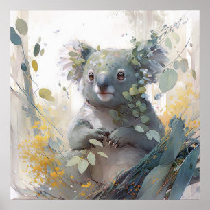 Poster Koala Portrait Animal Peinture Faune À L'Extérieur