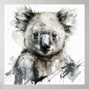 Poster Koala Portrait Animal Peinture Faune À L'Extérieur