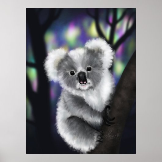 Poster Koala rêve dans une forêt enchantée (Devant)