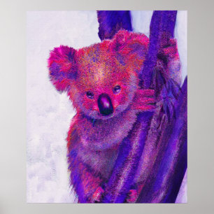 Poster koala violet et rose