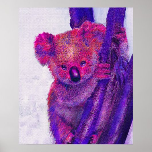 Poster koala violet et rose (Devant)