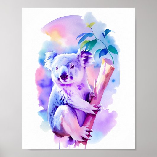 Poster Koala Watercolor Portrait 1 Carte postale (Devant)