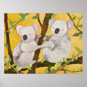 Poster Koalas sur des branches d'arbres