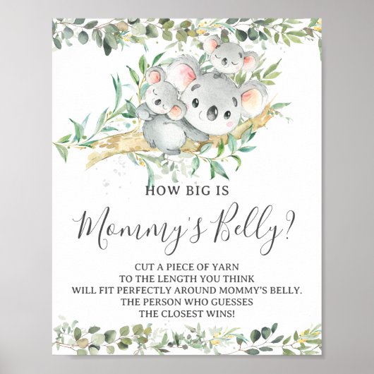 Poster Koalas Twins Shower How Big is Mommy's Belly Jeu (Devant)