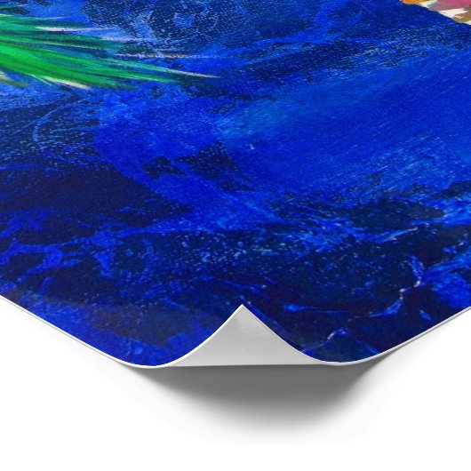 Poster kobalt Blue Palm Tree (Hoek)