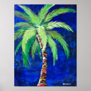 Poster kobalt Blue Palm Tree