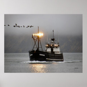 Poster Kodiak, Bateau de crabe en hollandais Harbour, Ala