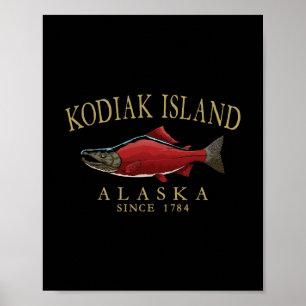 Poster Kodiak Island Alaska Saumon Depuis 1784 Arc Tan