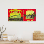 Poster Kodiak Saumon Can Label Kodiak Island, AK (Cuisine)