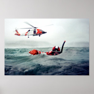 Poster Kodiak Secourt nager - Garde côtière