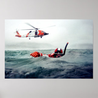 Poster Kodiak Secourt nager - Garde côtière