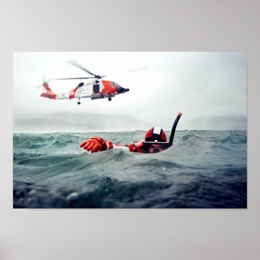 Poster Kodiak Secourt nager - Garde côtière (Devant)