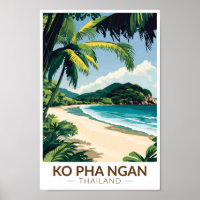 Koh Pha Ngan Thaïlande Travel Art Vintage