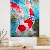 Poster Kohaku Koi II poisson aquarelle art original (Cuisine)