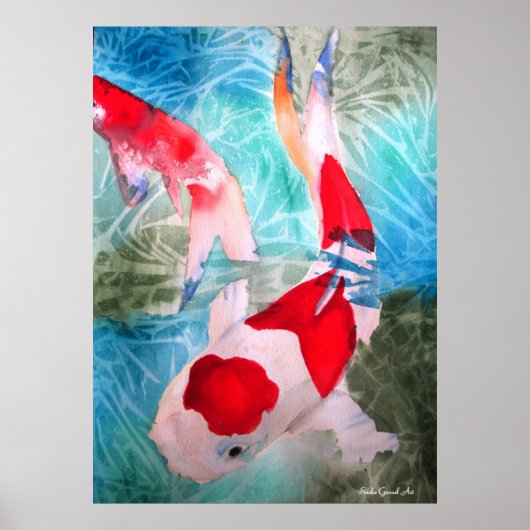 Poster Kohaku Koi II poisson aquarelle art original (Devant)