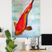 Poster Kohaku Koi poisson original aquarelle art (Bureau à domicile)