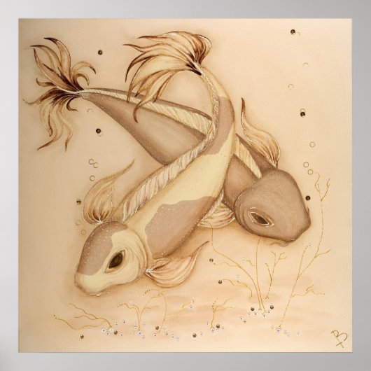 Poster Koi Carp Japonais Poissons Peinture Art Imprimer (Devant)