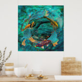 Poster Koi Fish "NAGER EN PAIX" (Cuisine)