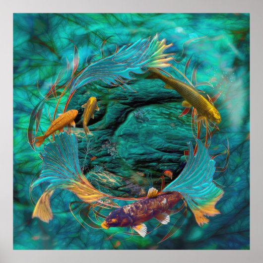 Poster Koi Fish "NAGER EN PAIX" (Devant)