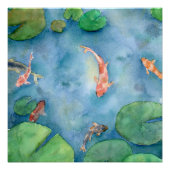 Poster Koi Fish Pond watercolor (Devant)