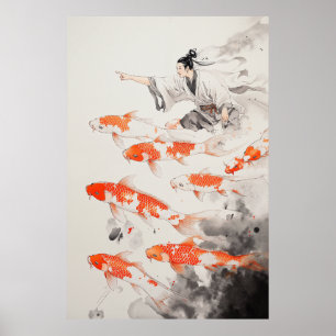 Poster Koi Fishers Dessin chinois