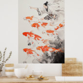 Poster Koi Fishers Dessin chinois (Cuisine)