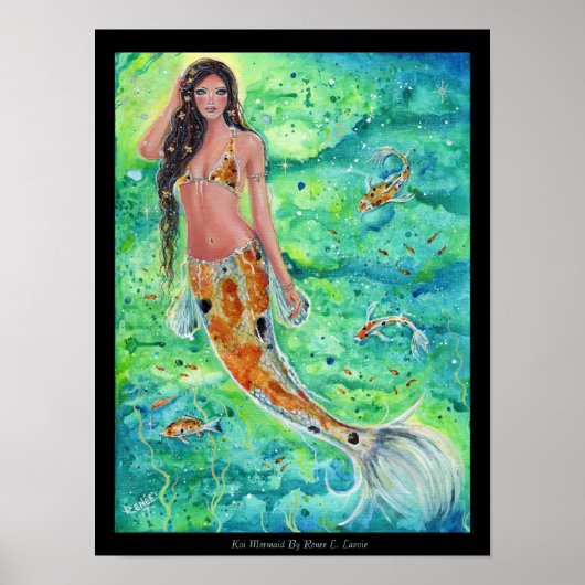 Poster koi mermaid avec koi poisson imprimé en toile Rene (Devant)